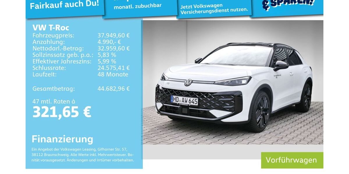 VW T-Roc 9.900 km 36.490 &euro; Mannheim 68309