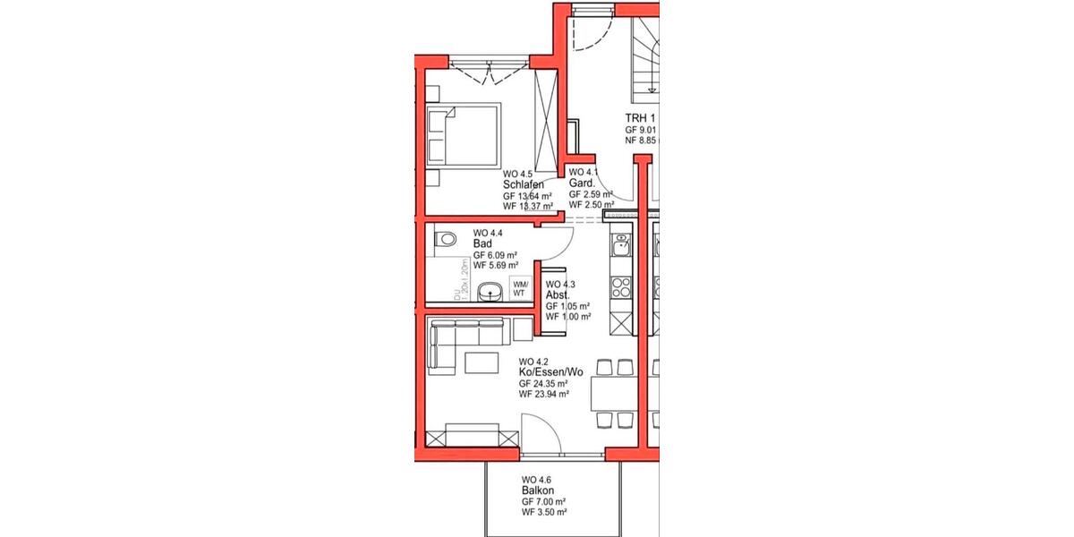 Etagenwohnung Cham - 2 Zimmer, 50 m&sup2;, 600&euro; | Angebot:25293824