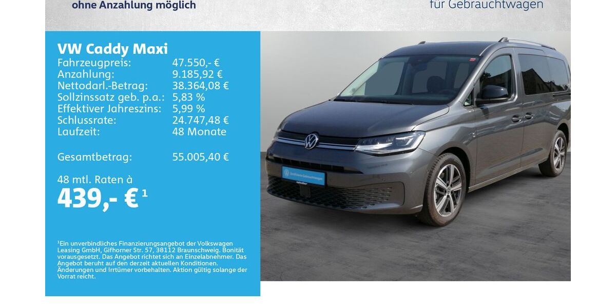VW Caddy Maxi 17.000 km 47.550 &euro; Kreuzwertheim 97892