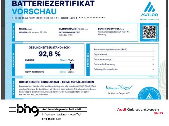 Audi Q4 e-tron 78.686 km 34.830 &euro; Freiburg 79115