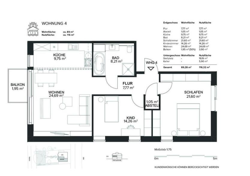 Schöne 3-Zimmer Neubau-Wohnung mit Seeblick in Schwabing