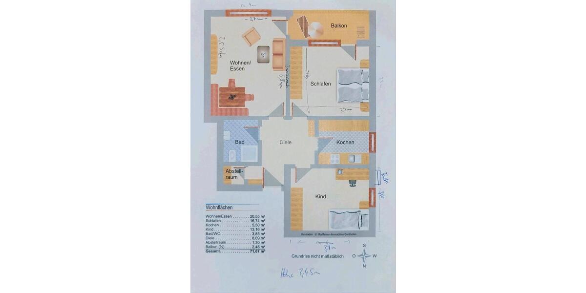 Etagenwohnung Sonthofen - 3 Zimmer, 72 m&sup2;, 320.000&euro; | Angebot:27078655
