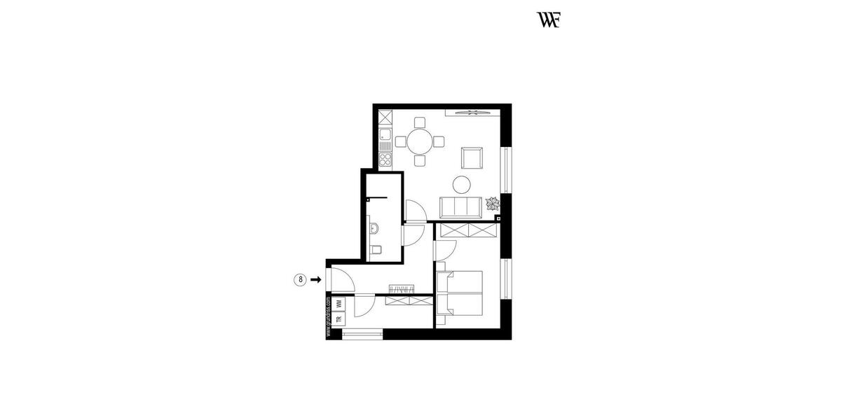 Etagenwohnung Oldenburg Eversten - 2 Zimmer, 54 m&sup2;, 900&euro; | Angebot:26233967