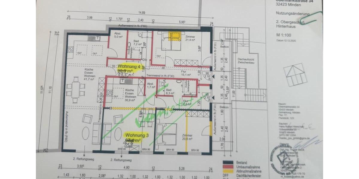 Etagenwohnung Minden - 2 Zimmer, 74 m&sup2;, 799&euro; | Angebot:26446423