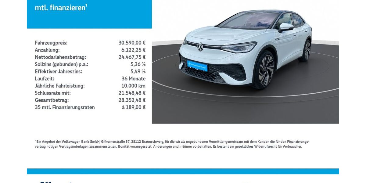 VW ID.5 60.484 km 29.999 &euro; Leinefelde-Worbis/DE 37327