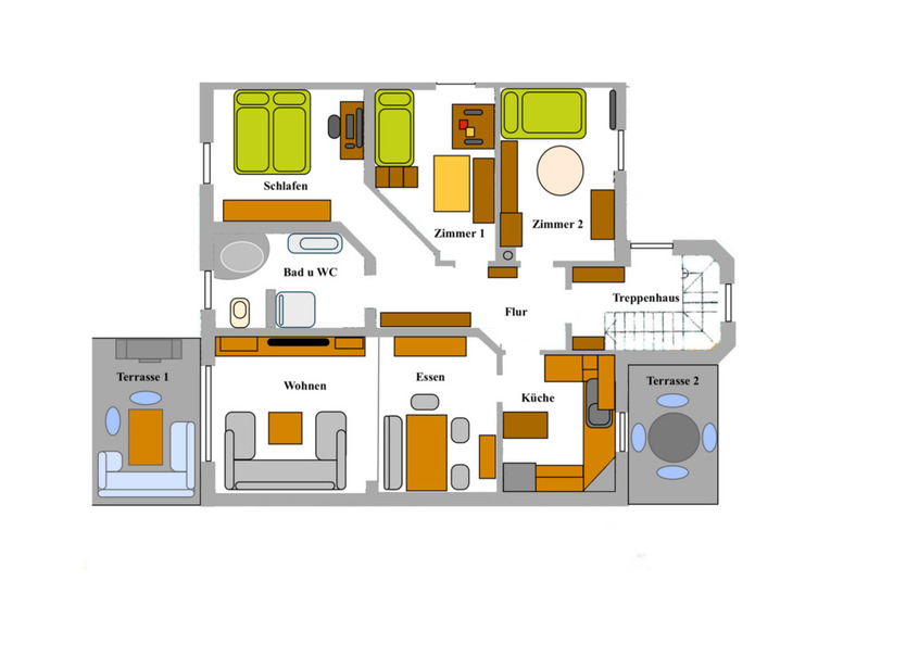 Doppelhaus mit zwei Terrassen, Wintergarten und gepflegtem kleinem 6 zimmer