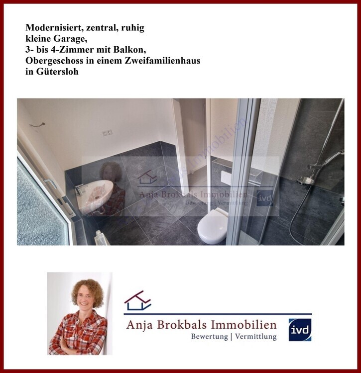 Modernisiert, zentral, ruhig, kl. Garage, 3- bis 4-Zimmer mit Balkon, Obergeschoss in einem Zweifamilienhaus 4 zimmer