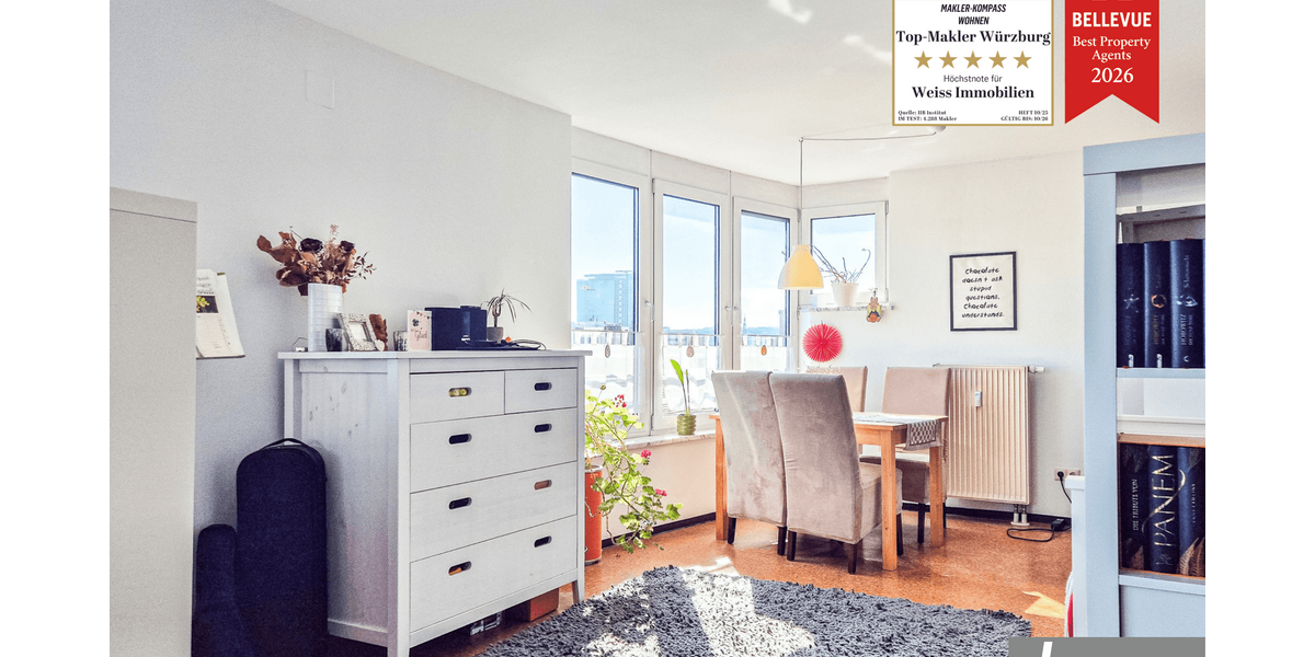 Etagenwohnung Würzburg Grombühl - 1 Zimmer, 46 m&sup2;, 620&euro; | Angebot:26897764