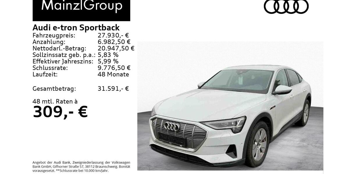 Audi e-tron 52.900 km 27.930 &euro; Feldkirchen/Westerham 83620