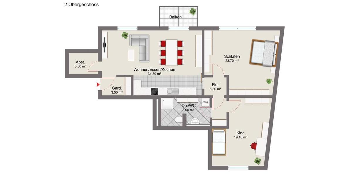Etagenwohnung Wehr - 3 Zimmer, 100 m&sup2;, 1.200&euro; | Angebot:23878046