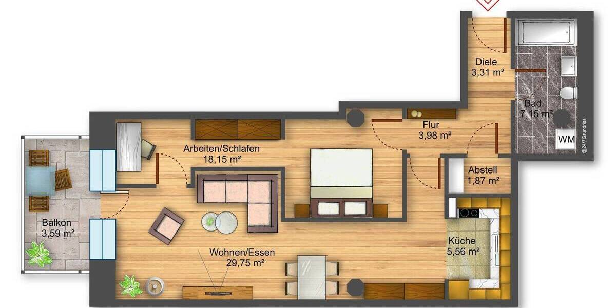 Etagenwohnung Dresden Niedersedlitz - 2 Zimmer, 73 m&sup2;, 190.000&euro; | Angebot:26816864