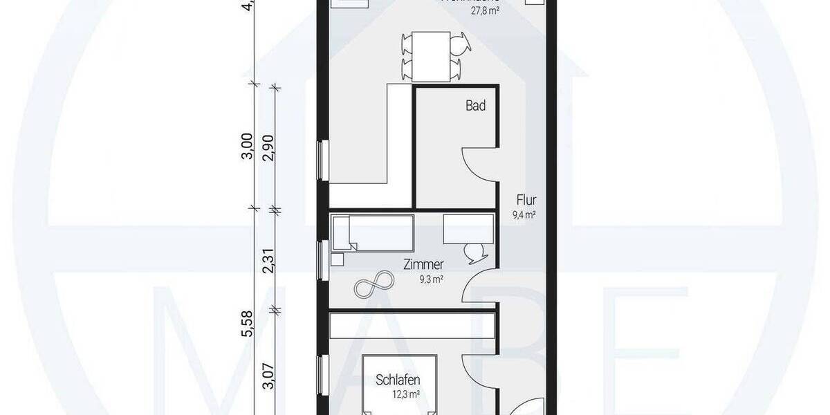 Etagenwohnung Limbach-Oberfrohna Oberfrohna - 3 Zimmer, 65 m&sup2;, 375&euro; | Angebot:26804143