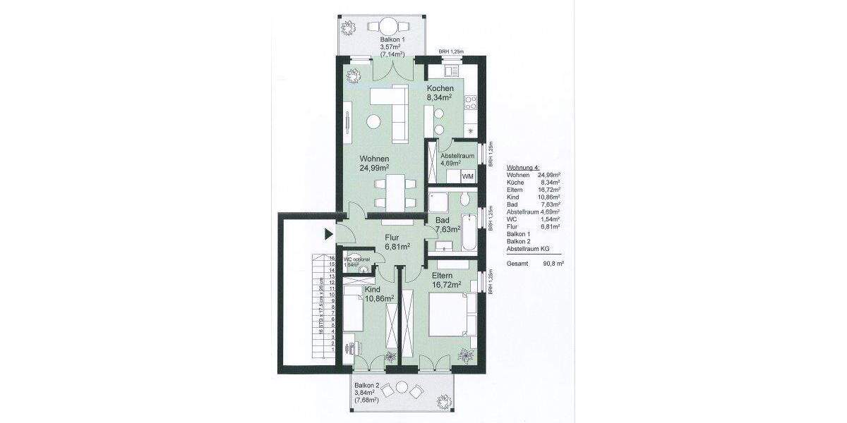 Etagenwohnung Wasserliesch - 3 Zimmer, 91 m&sup2;, 332.000&euro; | Angebot:25667189