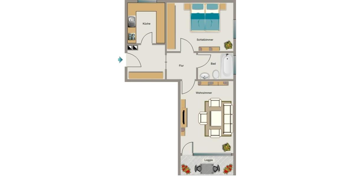 Erdgeschoßwohnung Dortmund Grevel - 2.5 Zimmer, 57 m&sup2;, 578&euro; | Angebot:26318034