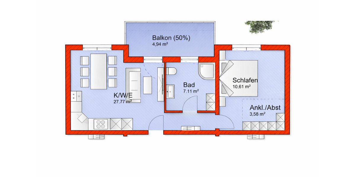 Etagenwohnung Pfarrkirchen - 2 Zimmer, 54 m&sup2;, 685&euro; | Angebot:25431662