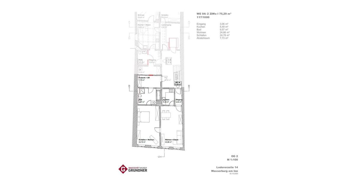 Etagenwohnung Soyen - 2 Zimmer, 75 m&sup2;, 1.354&euro; | Angebot:25960595