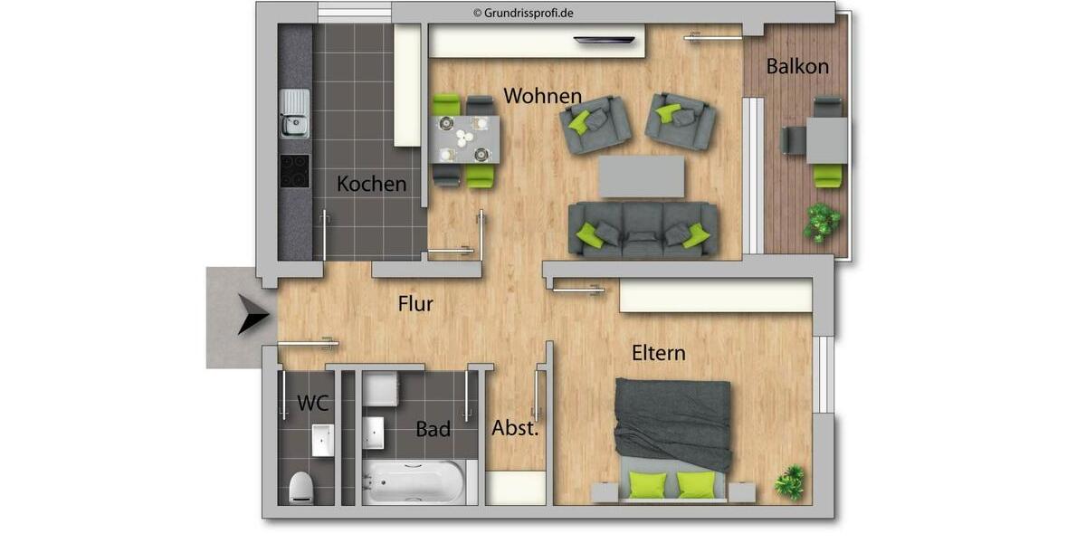 Etagenwohnung Viechtach - 2 Zimmer, 63 m&sup2;, 600&euro; | Angebot:25428028