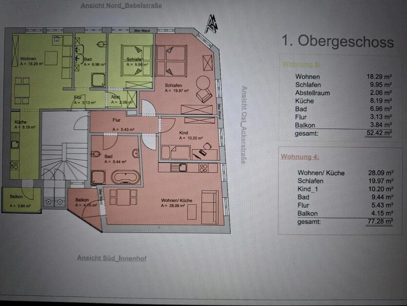 3 Raum Wohnung mit Balkon