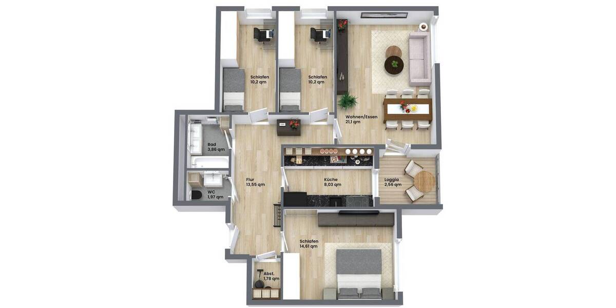 Etagenwohnung Germering Unterpfaffenhofen - 4 Zimmer, 85 m&sup2;, 599.000&euro; | Angebot:25699168