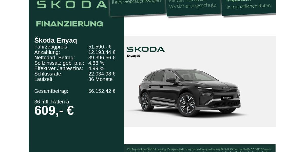 Skoda Enyaq 7.350 km 51.590 &euro; Neu-Ulm 89231