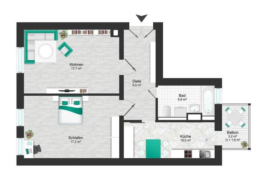 Bezugsfreie 2RW mit EBK und Balkon | Beste Lage und Denkmalschutz! | Hochparterre | Parkett