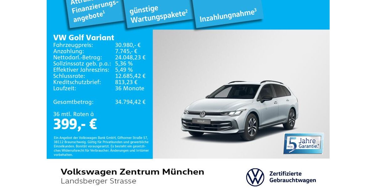 VW Golf 8.602 km 30.980 &euro; München 80687
