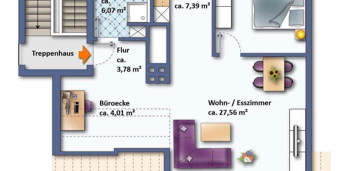 Etagenwohnung Delmenhorst Deichhorst - 2 Zimmer, 61 m&sup2;, 139.000&euro; | Angebot:25692779