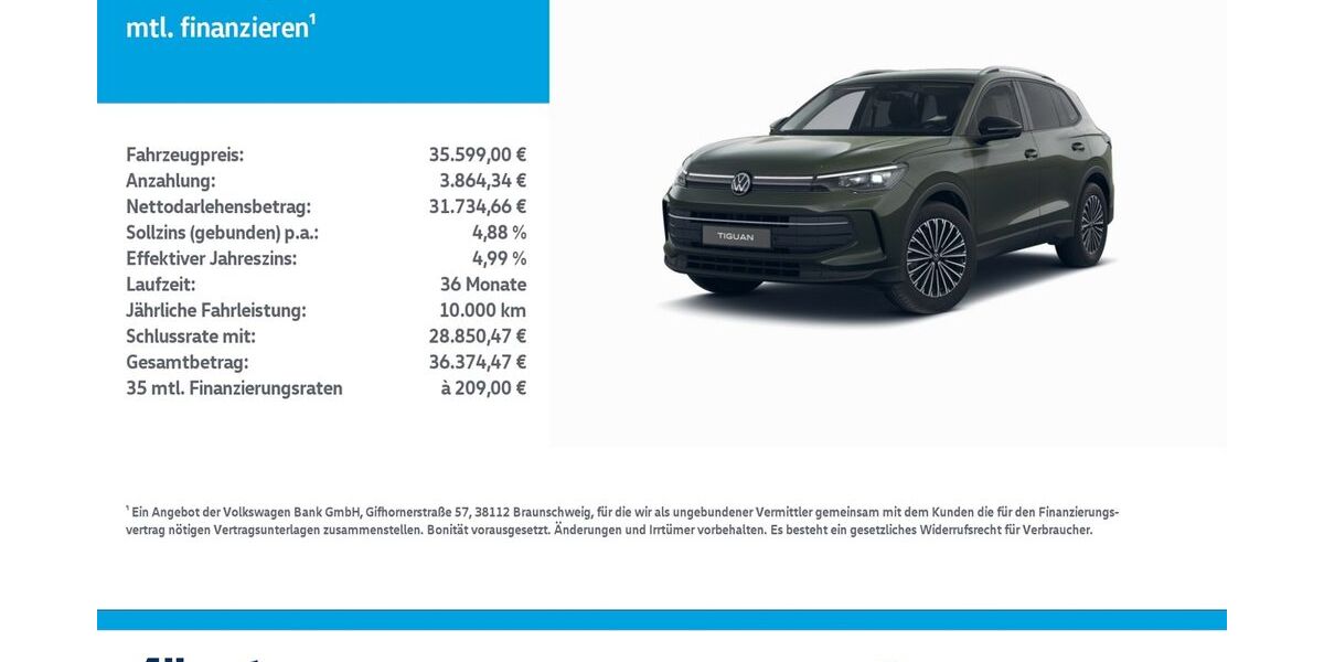 VW Tiguan 17.457 km 35.599 &euro; Leinefelde-Worbis/DE 37327