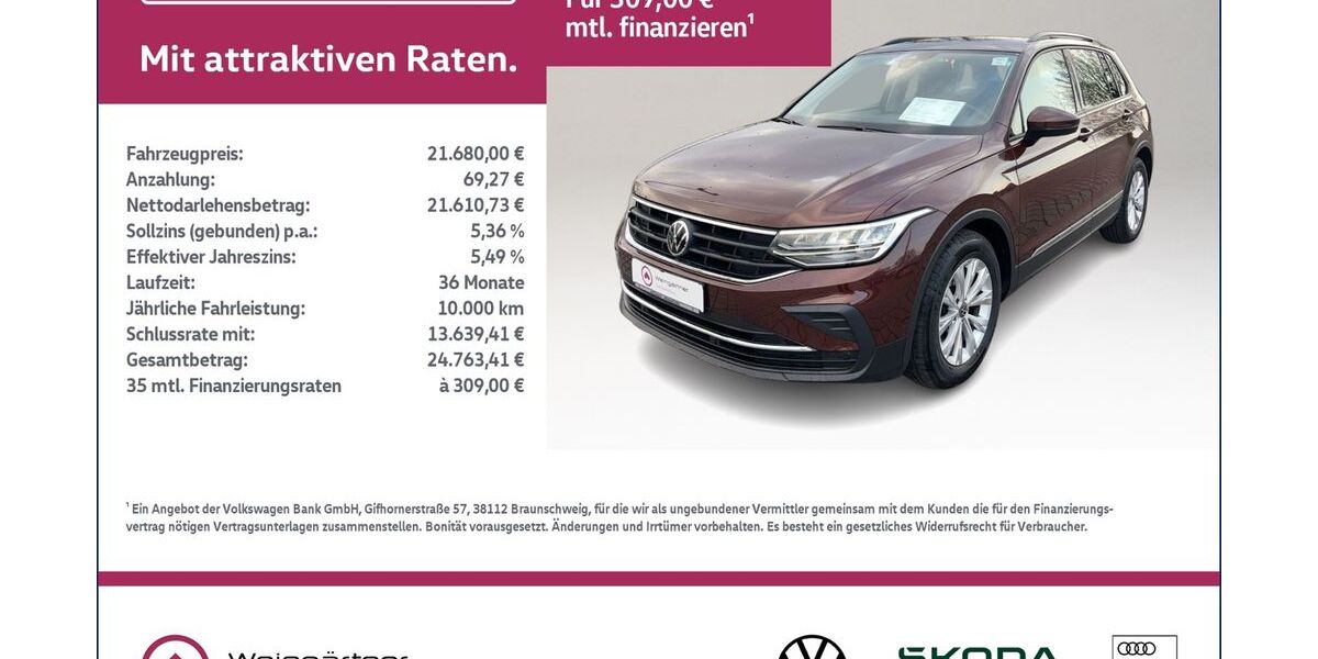 VW Tiguan 57.600 km 20.680 &euro; Miesbach 83714