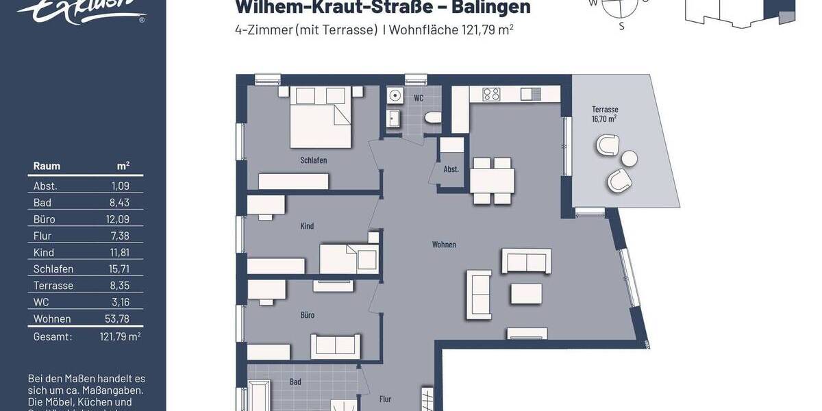 Etagenwohnung Balingen Gemarkung Balingen - 4 Zimmer, 121 m&sup2;, 539.000&euro; | Angebot:25690444