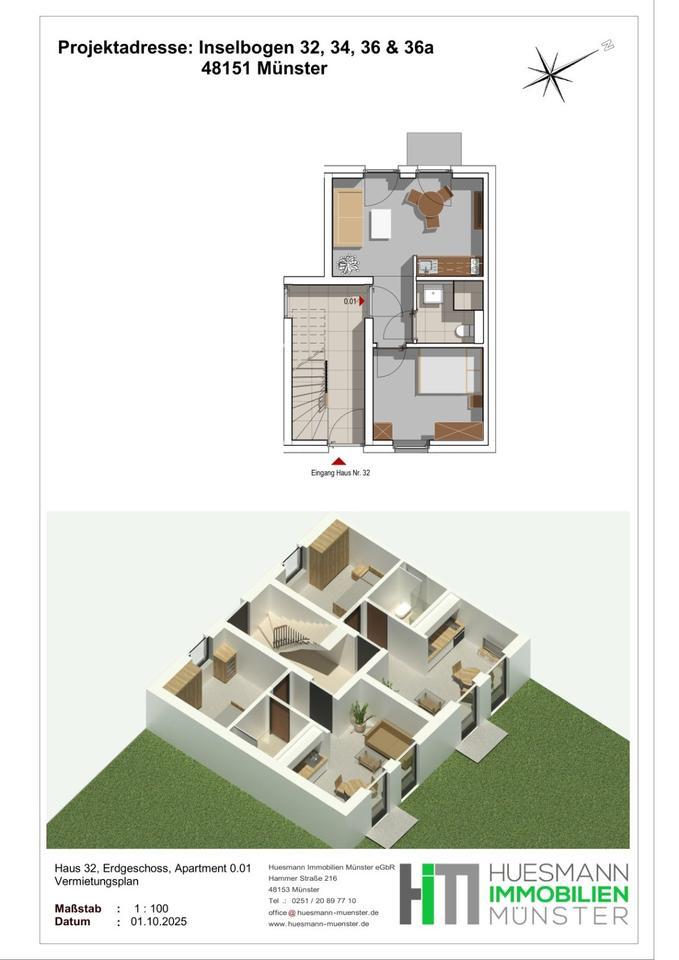 Möbliertes 2-Zimmer-Appartement am Inselbogen in Münster zimmer