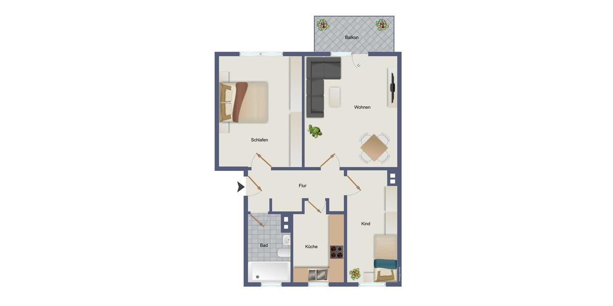Erdgeschoßwohnung Coswig - 3 Zimmer, 58 m&sup2;, 649&euro; | Angebot:26659832