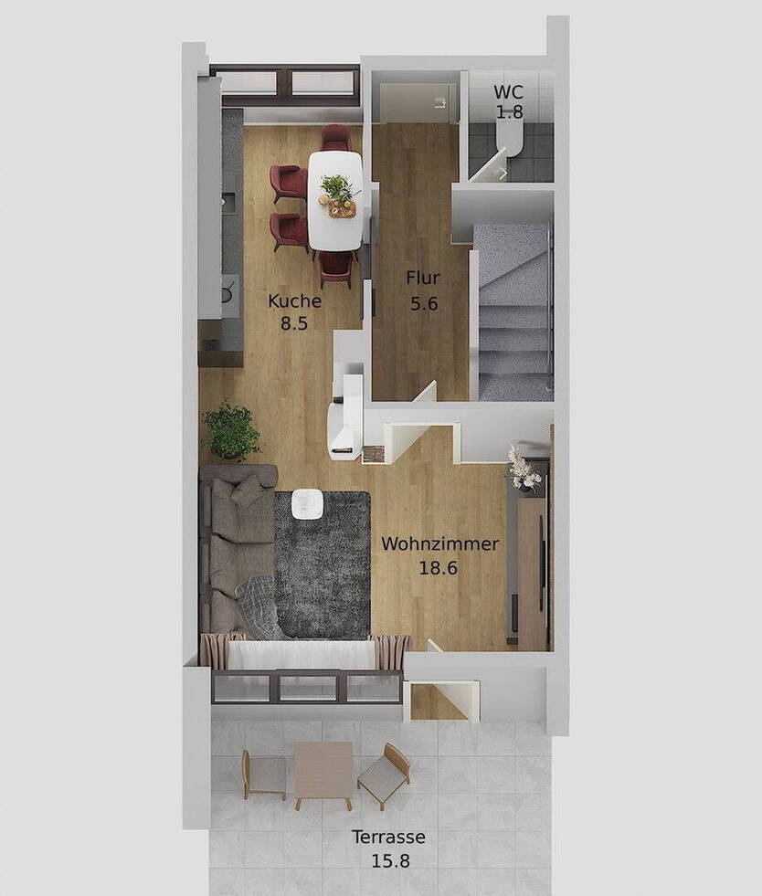 Charmantes, modernisiertes Reihenhaus mit Garten, Balkon & Garage - in Stuttgart-Altenburg