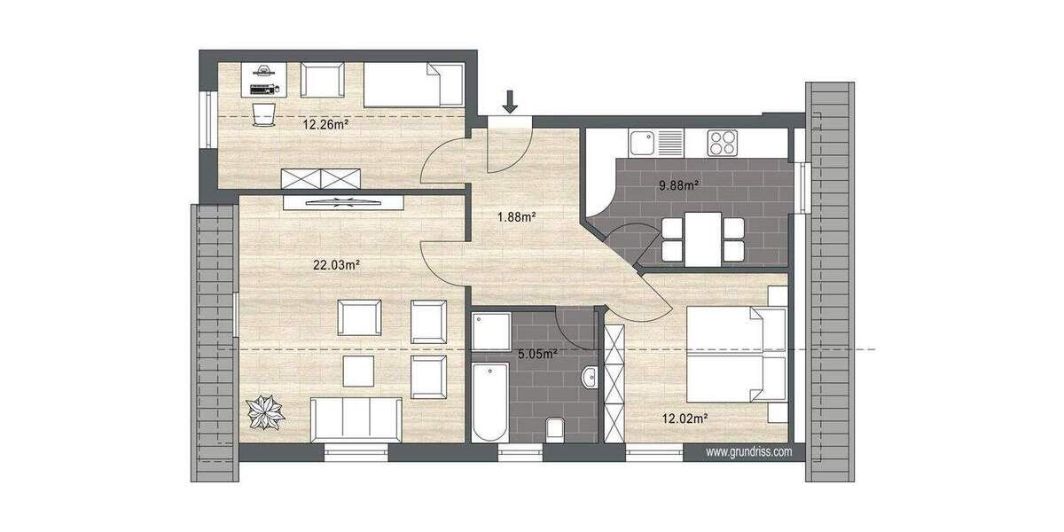Etagenwohnung Regenstauf Diesenbach - 3 Zimmer, 63 m&sup2;, 249.000&euro; | Angebot:24710791