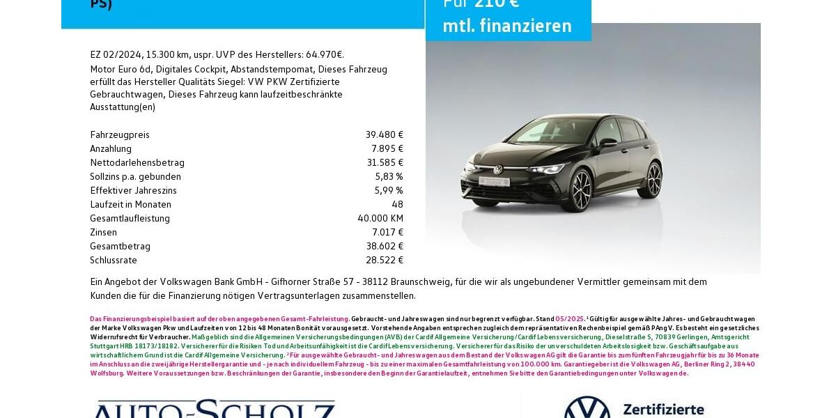 VW Golf 15.300 km 39.480 &euro; Bayreuth 95448