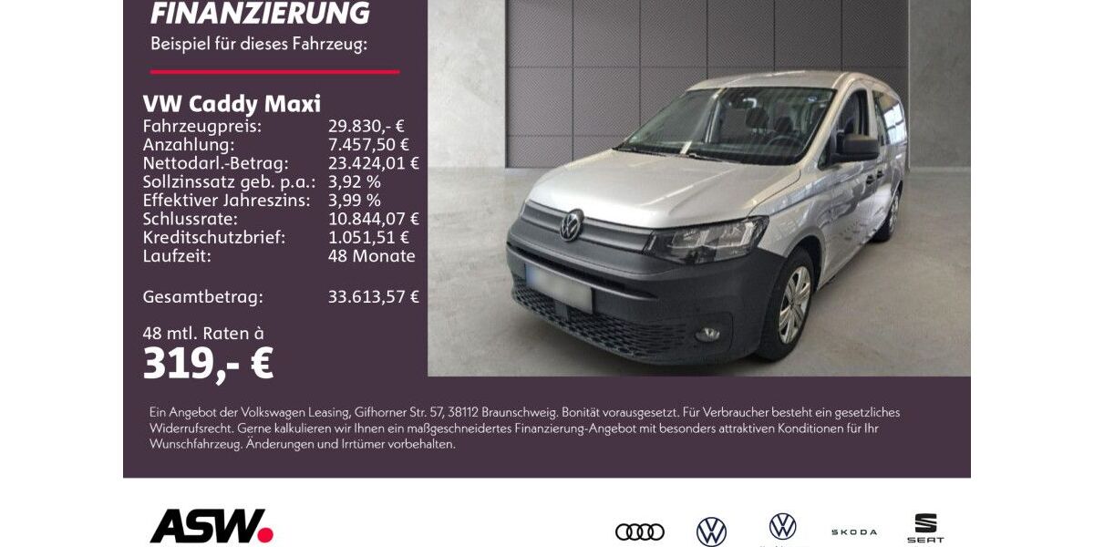 VW Caddy Maxi 21.900 km 29.830 &euro; Neckarsulm 74172