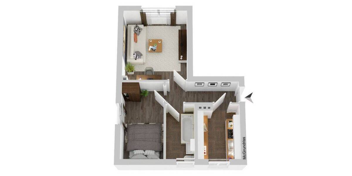 Etagenwohnung Zwickau Marienthal - 2 Zimmer, 42 m&sup2;, 260&euro; | Angebot:26700101
