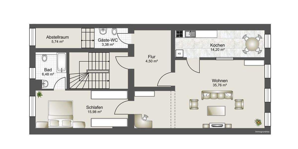 Vermietetes Wohn-und Geschäftshaus 1 zimmer