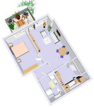 Individuelle 2-Zimmer-Wohnung mit Terrasse 2 zimmer