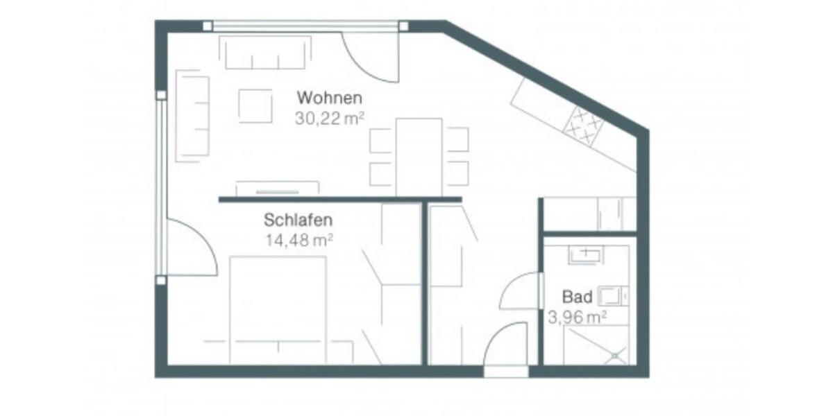 Etagenwohnung Ingolstadt Nordost - 2 Zimmer, 49 m&sup2;, 750&euro; | Angebot:25540036