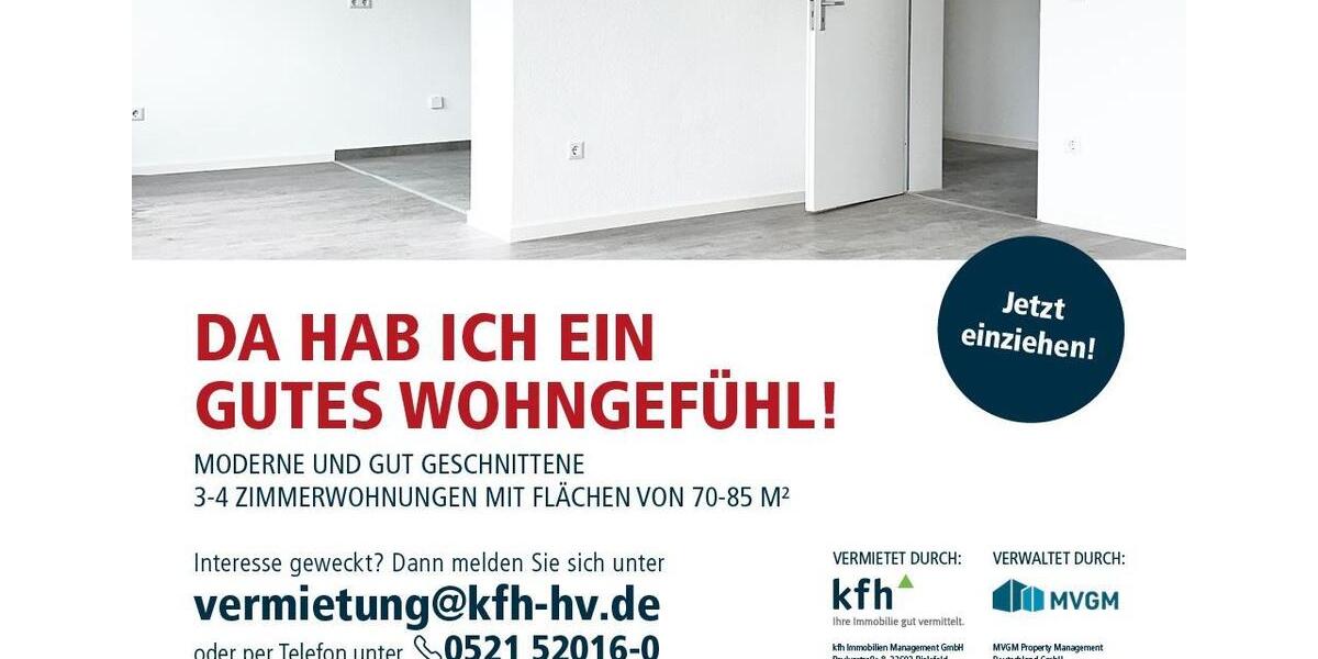 Etagenwohnung Oerlinghausen - 3 Zimmer, 74 m&sup2;, 550&euro; | Angebot:25434218