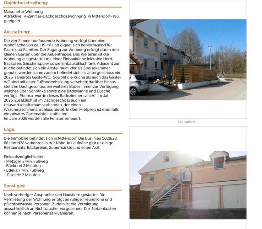 4 Zimmer Maisonette Wohnung in Nittendorf zimmer