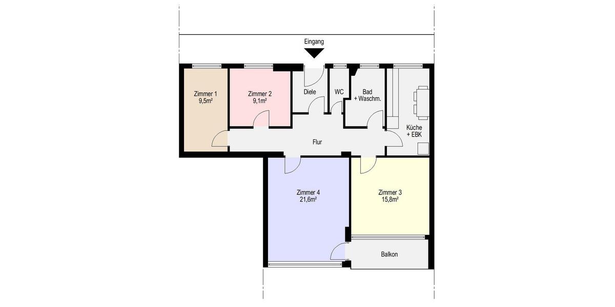 Etagenwohnung Ansbach - 3 Zimmer, 90 m&sup2;, 380&euro; | Angebot:26125900