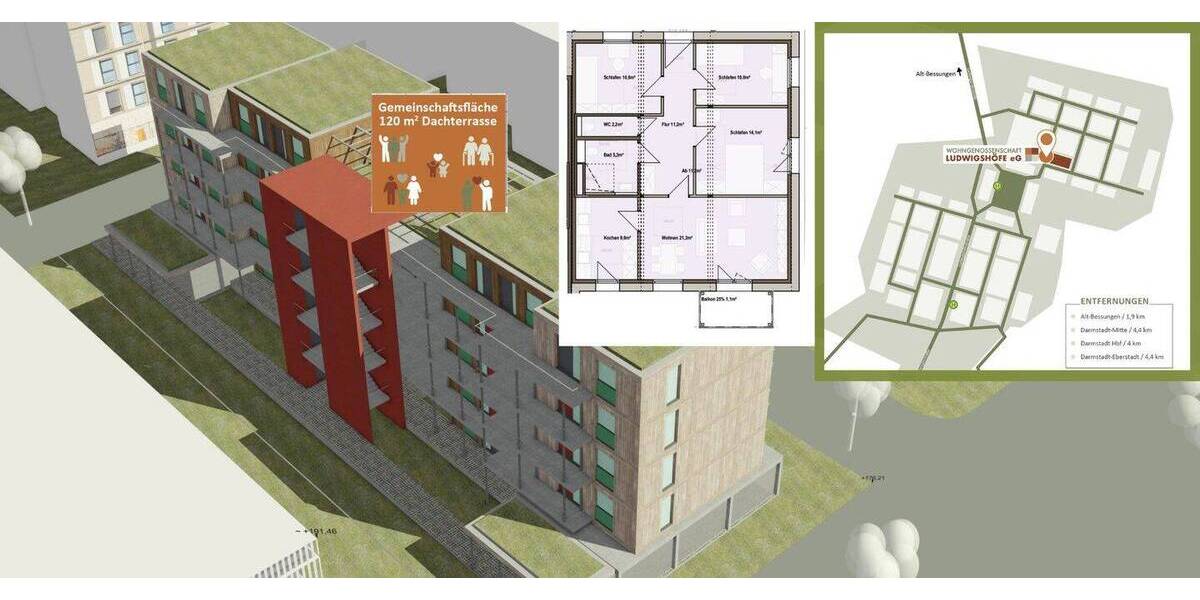 Etagenwohnung Ludwigshöhviertel Darmstadt - 4 Zimmer, 85 m&sup2;, 139.798&euro; | Angebot:26654645