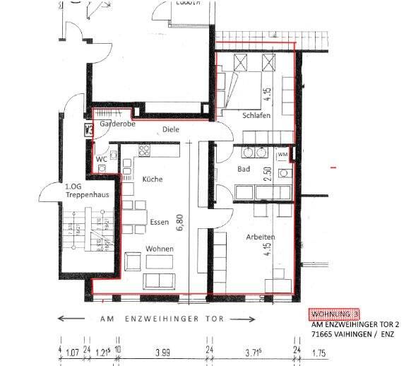 Etagenwohnung Vaihingen an der Enz - 3 Zimmer, 80 m&sup2;, 1.075&euro; | Angebot:26318503