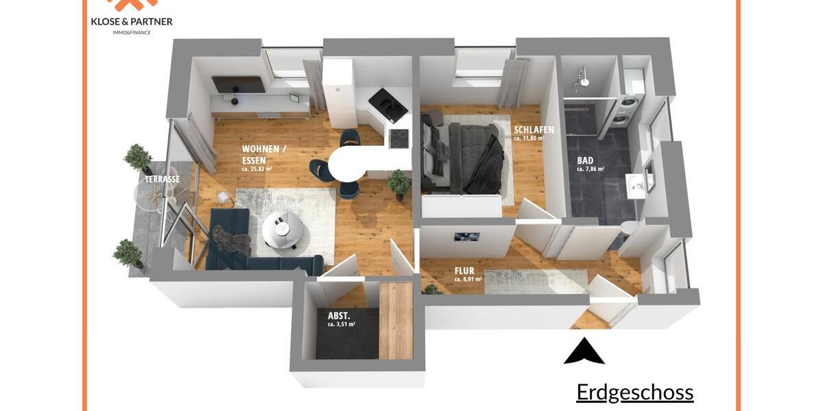 Einfamilienhaus Schleswig - 2 Zimmer, 56 m&sup2;, 760&euro; | Angebot:23871139