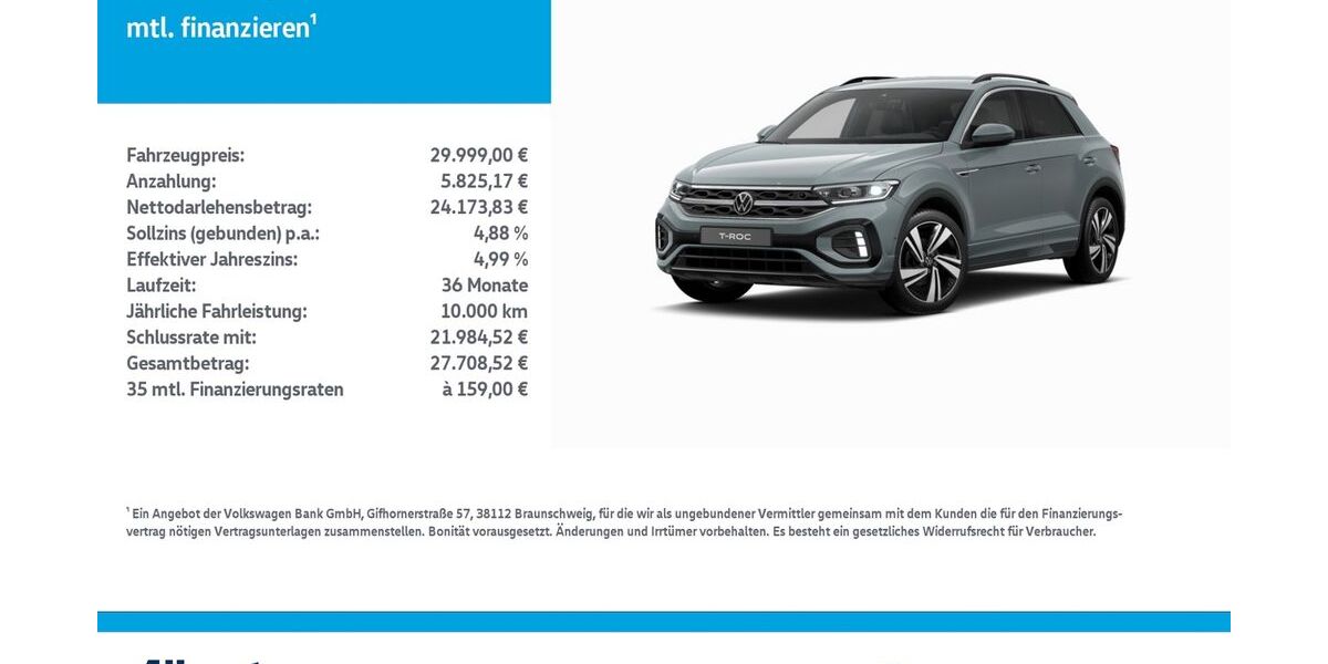 VW T-Roc 26.143 km 29.999 &euro; Nordhausen 99734