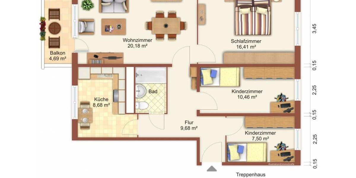 Etagenwohnung Gützkow - 4 Zimmer, 78 m&sup2;, 627&euro; | Angebot:26177776