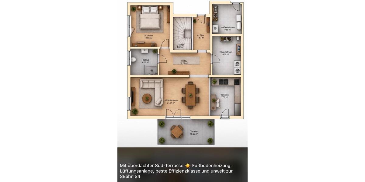 Terrassenwohnung Öhringen - 2.5 Zimmer, 70 m&sup2;, 1.100&euro; | Angebot:26539014