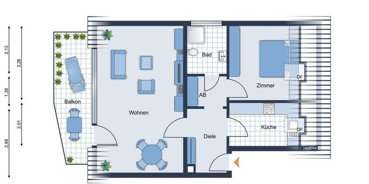 Etagenwohnung Bad Oeynhausen Innenstadt - 2 Zimmer, 53 m&sup2;, 94.800&euro; | Angebot:26696358